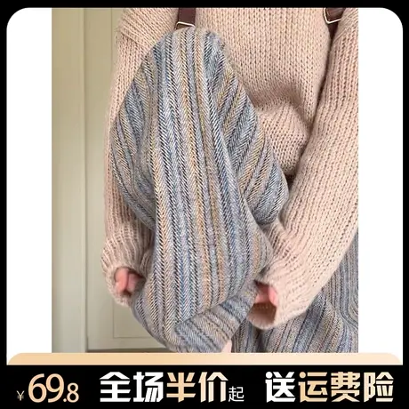 竖纹毛呢裤子女2023年秋冬加绒加厚慵懒风高腰宽松垂感直筒阔腿裤图片