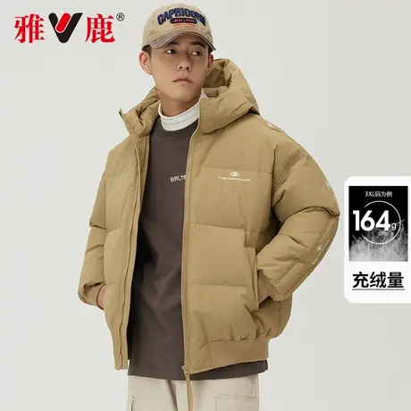 雅鹿2024新款男士羽绒服情侣保暖厚外套时尚休闲连帽学生韩版冬装商品大图