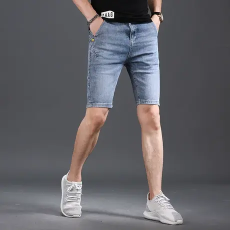 夏天薄款牛仔短裤男潮五分裤修身韩版潮流男士休闲中裤弹力百搭商品大图