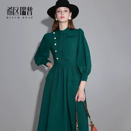希区瑞普高端法式复古名媛连衣裙女设计感2023秋冬季新款轻奢气质图片