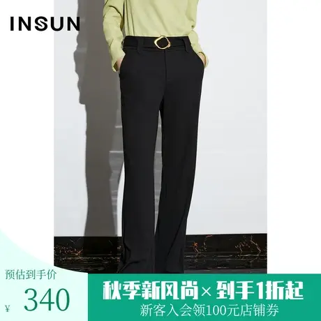 恩裳COVER2023春款新款简约针织粗斜纹直筒裤高密高弹干练休闲裤商品大图