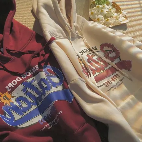 oversize美式复古卫衣女春秋薄款连帽外套chic港风早秋上衣潮ins图片