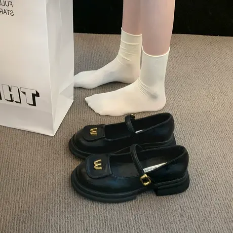 玛丽珍鞋子女2023新款春秋高跟粗跟气质单鞋法式小众配裙子小皮鞋图片