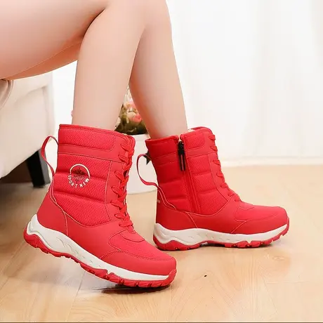 东北户外雪地靴女加绒加厚棉鞋女平底防水防滑保暖冬季大码靴子图片