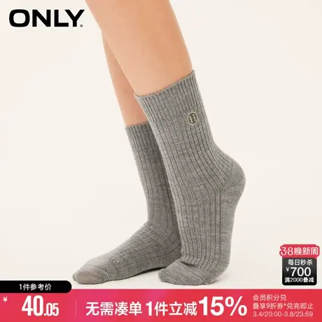 ONLY冬季时尚百搭舒适透气字母中筒袜子女|12341Q010图片