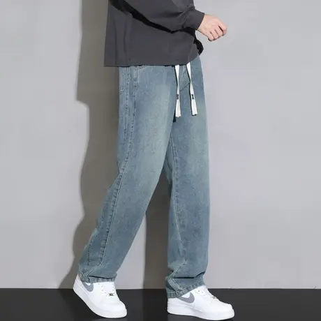 复古牛仔裤男宽松直筒裤子夏款男士休闲裤美式高街百搭春秋季男裤商品大图