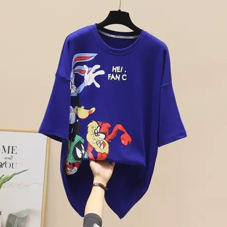 欧货卡通印花学生休闲短袖T恤女2023夏新款宽松套头打底衫上衣潮商品大图