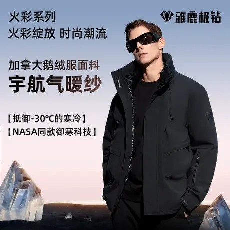 【雅鹿极钻鹅绒服】火彩系列2023年短款羽绒服男机能外套户外冬季图片
