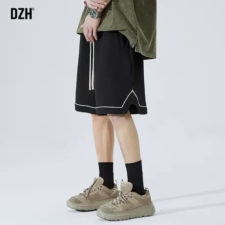 男士黑色运动短裤男夏季薄款美式复古球裤黑色五分裤2023新款男裤商品大图