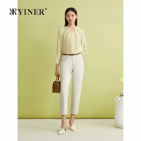 【真丝系列】YINER音儿夏季重绉真丝法式优雅开衩透气衬衫商品大图