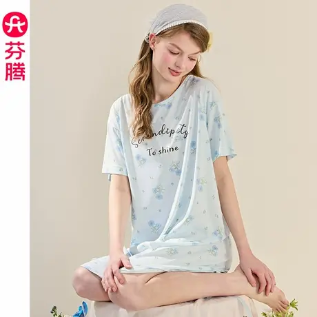 芬腾睡裙女2025新款夏季薄款短袖睡衣裙甜美少女高级感家居服短裙图片