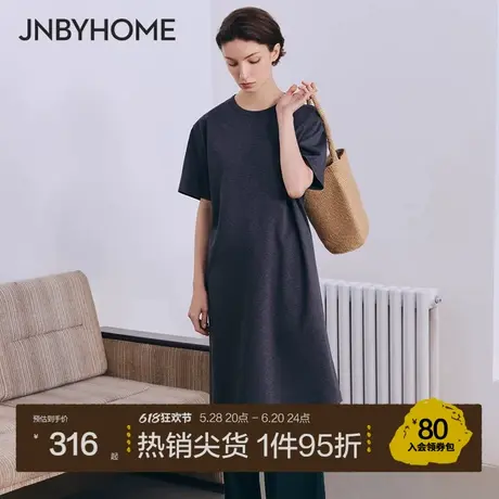 JNBYHOME江南布衣25新品短袖睡裙家居服连衣裙女宽松纯色休闲睡衣商品大图