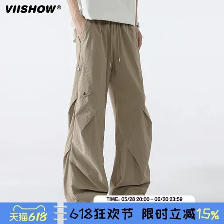 VIISHOW美式户外冲锋工装裤男夏季潮牌速干伞兵裤宽松直筒休闲裤商品大图