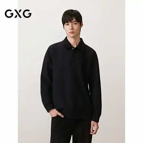 GXG男装 翻领卫衣半开襟简约长袖上衣内搭 2025秋季新品商品大图