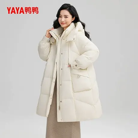 鸭鸭羽绒服女士2024冬季新款过膝长款保暖时尚百搭潮流鸭绒外套X商品大图