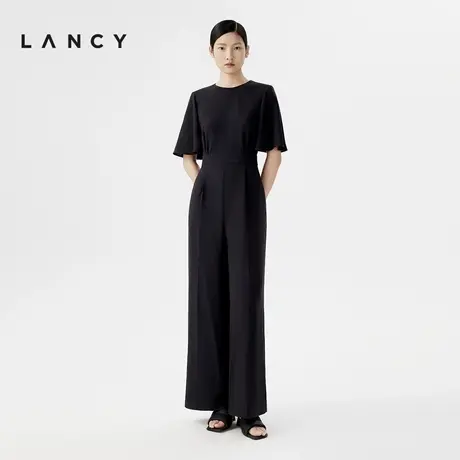 LANCY/朗姿2024夏季藏蓝色三醋酸连体衣裤薄款优雅高端场合裤装女商品大图