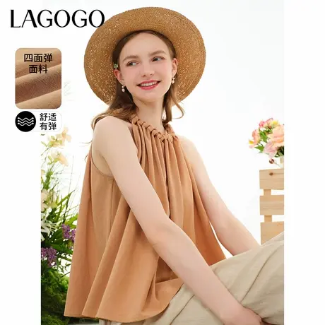 LAGOGO波西米亚风气质T恤上衣女拉谷谷夏新款宽松显瘦吊带背心商品大图