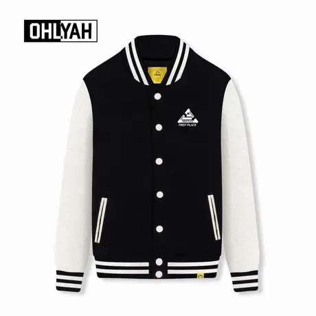 Ohlyah品牌潮流字母印花美式棒球服男女同款时尚休闲拼接卫衣外套商品大图