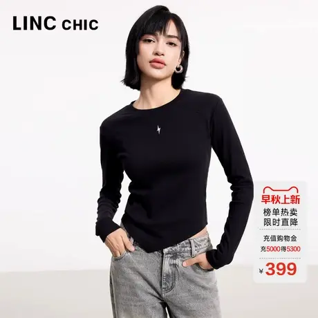 LINC金羽杰2025年秋季新款打底衫女修身圆领长袖T恤女上衣FK019Y商品大图
