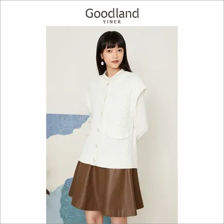 代退-【小香风】音儿美地女装秋季新款无袖外套宽松马甲针织衫商品大图