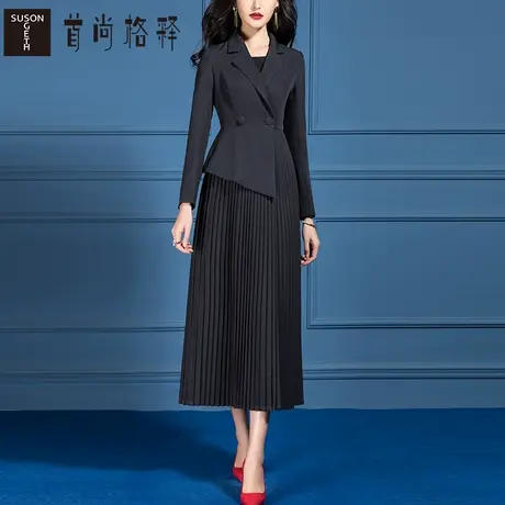 首尚格释黑色风衣外套女中长款春秋2025新款时尚气质修身显瘦外套图片