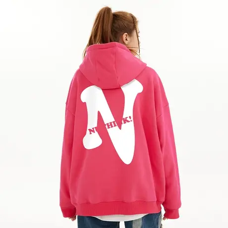 Nuthink美式大码字母卫衣春季潮牌男2023新款加肥加大外套帽衫潮商品大图