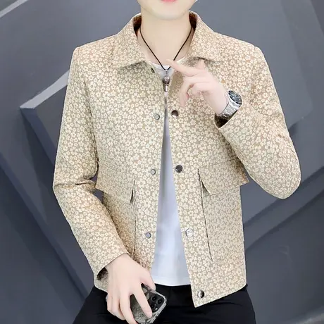 2023新款春秋季外套男士潮流翻领痞帅个性高级感男装休闲夹克上衣商品大图