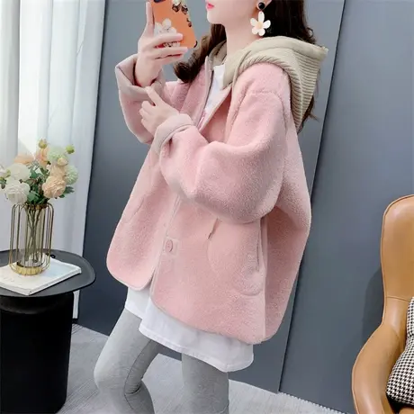 小香风羊羔毛绒外套女秋冬2023年新款爆款时尚高级感休闲显瘦上衣商品大图