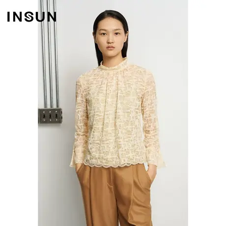 INSUN恩裳冬季领口褶皱衬衫商品大图