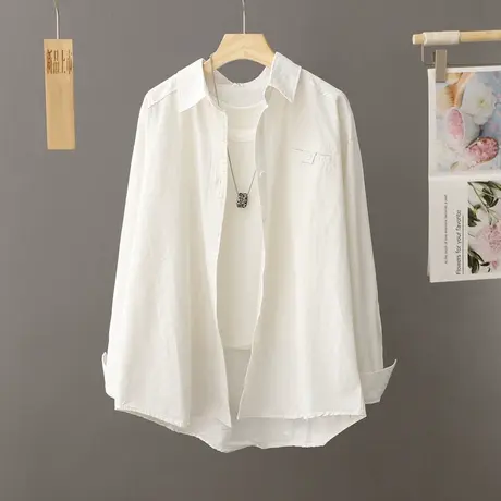 设计感小众宽松休闲衬衫外套女上衣春秋季2024新款中长款衬衣上衣商品大图