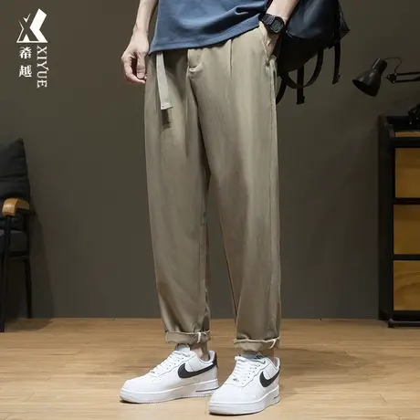 2023新款凉感休闲裤男生痞帅宽松大码秋冬锥形裤冰丝速干九分裤子商品大图