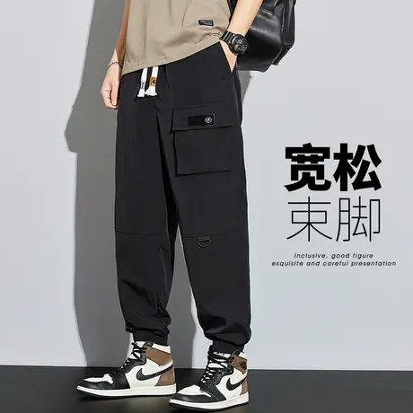 春季潮牌多口袋防水速干工装休闲裤男士束脚哈伦男裤子男款春秋款商品大图