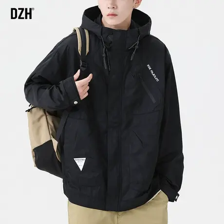 男士冲锋衣男款连帽外套男春秋潮牌男装2023新款美式夹克衫登山服商品大图
