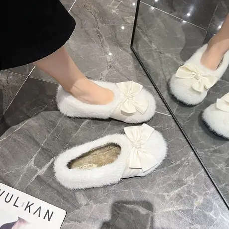 晚晚鞋女新款配裙子一脚蹬鞋子2023年新款秋冬时尚浅口孕妇豆豆鞋商品大图