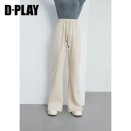 DPLAY冬新休闲风撞色抽绳设计驼色不加绒直筒阔腿裤商品大图