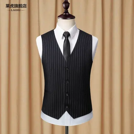 春秋新款男士西装马甲韩版修身时尚帅气条纹西服马夹男坎肩背心潮商品大图