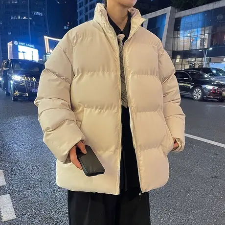 秋冬季男士羽绒服加厚连帽棉衣外套日系保暖宽松青少年面包服防寒商品大图