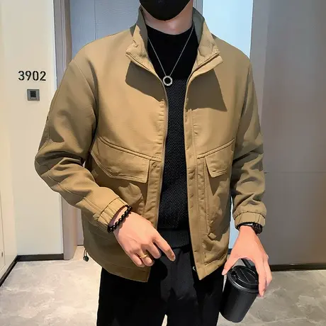 工装外套潮男春秋季2023新款立领夹克上衣高级感潮流机车休闲上衣商品大图