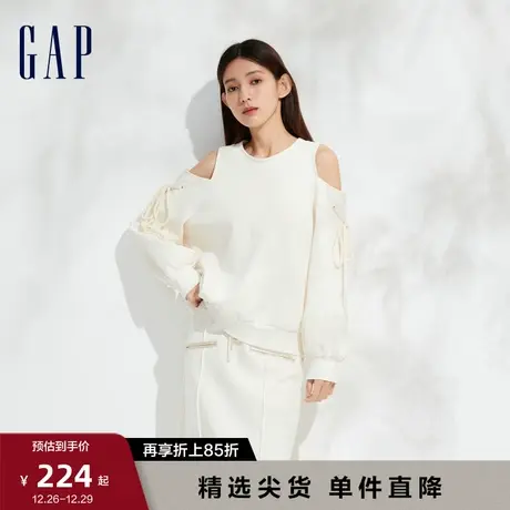 Gap女装早春LOGO宽松廓形露肩卫衣高级时尚休闲少女风上衣889285商品大图