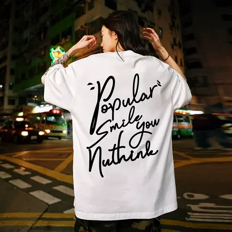 Nuthink美式高街国潮字母短袖T恤男2024新款潮牌潮流宽松大码半袖商品大图