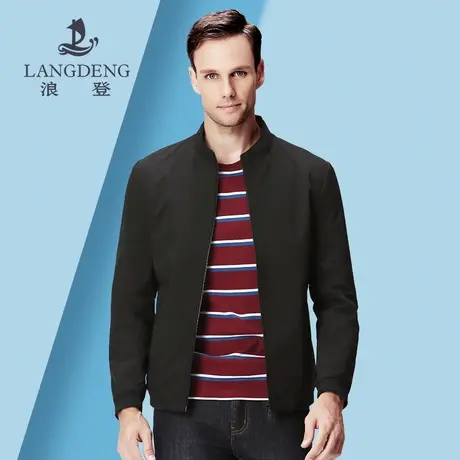 浪登夹克男士外套2023春季新款商务休闲立领茄克修身爸爸装风衣商品大图
