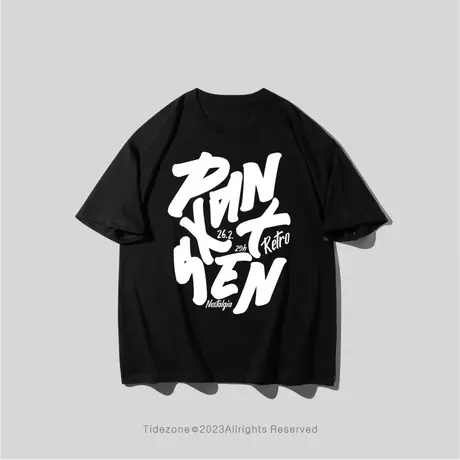 Ohlyah美式重磅纯棉短袖t恤男夏季字母大码男款简约黑色学生半袖图片