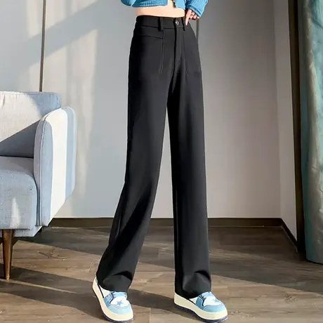 【3月4春新品8折】高级感修身显瘦西装裤百搭时尚垂感休闲直筒裤图片