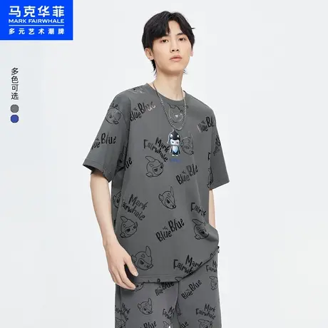 商场同款马克华菲卡通鲸鱼印花短袖T恤男23夏季新款时尚宽松上衣图片