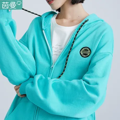 茵曼旗舰店外套女士短款2024新款开衫卫衣洋气潮流带帽春秋季薄款图片