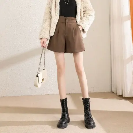 时尚气质百搭显瘦短裤2022年冬季新款淑女温柔通勤高腰通勤直筒裤商品大图