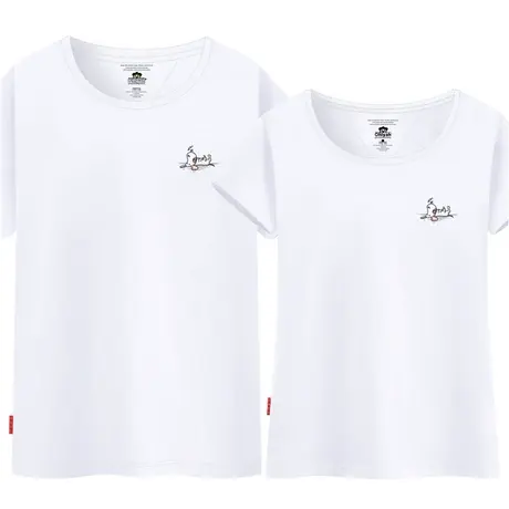 Ohlyah品牌简约胸花情侣装短袖t恤女休闲宽松圆领上衣工作服定制商品大图