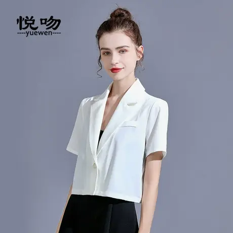 宽松小西装外套女夏薄款外搭2023新款短袖休闲西服短款西装夏百搭商品大图