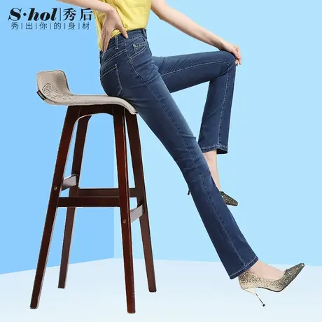 冰氧吧女裤高腰直筒裤软牛仔裤女夏季薄款长裤大码胖mm弹力薄裤子商品大图