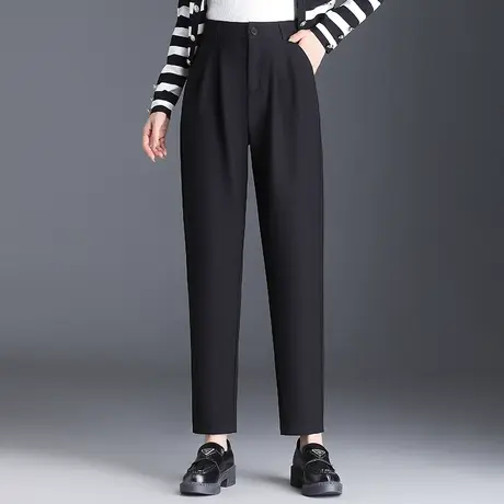 西装裤女春秋简涵2023新款直筒宽松高腰显瘦秋季胖MM休闲烟管裤子图片